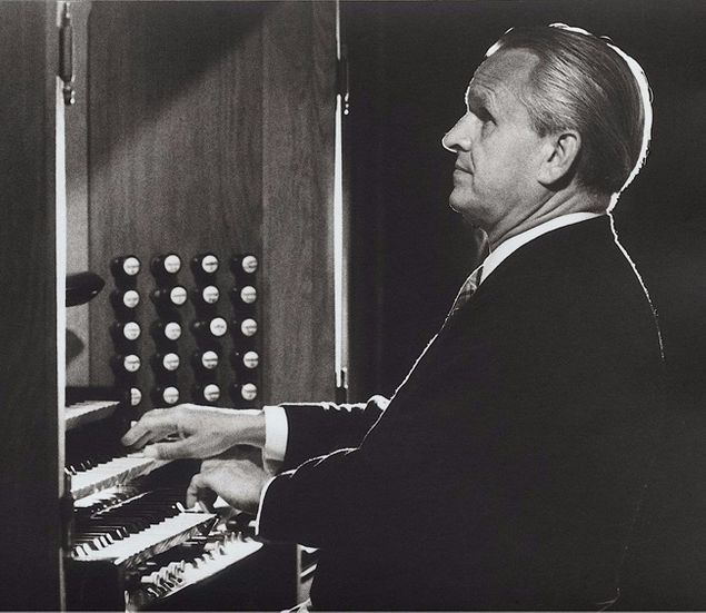 (con't from Part III)
The great German organist, composer, and pedagogue Helmut Walcha (photo), who achieved fame by, among other things, writing a completion for and recording the final unfinished triple fugue on three subjects from J.S. Bach's The Art of Fugue, was vaccinated against smallpox when he was 19 years of age and, as a result of this vaccination, he became blind ... thus joining the ranks of many blind or mostly blind organists from history who learned how to overcome their blindness.
Since he could not see to read music after that, whenever he would be learning a new polyphonic piece he would ask a student to divide it into fragments of 2 measures each and play the notes of each moving line for him, starting with the soprano.
He would then use his ear to pick out the notes on the keys and play those notes himself until he had memorized them, than ask the student to play the next line down, which was the alto, and do the same thing.
He would keep doing this with the tenor and finally the bass until all 4 moving lines had been memorized this way, singly.
After learning this fragment voice by voice he would then practice all four moving lines together, maybe 4 or 5 times through for the first 2 measure fragment, until he memorized it.
It's also possible that after he worked the voices singly he worked them in combinations beginning with 2 at a time, then 3 at a time, before he practiced all 4 of them together, but, the point is, he memorized this first fragment of 2 measures by learning it voice by voice, singly, then putting all the voices together.
After that, he would proceed through the rest of the piece in the same way, in 2 measure fragments, learning them voice by voice until the entire work was learned this way.
He found that, by learning his pieces this way, he could remember it for a very long time because it locked every moving part into his memory very well.
This same method of practicing a work, if we try it for ourselves, has the benefit of teaching what each voice is doing at any point along the way and helping us to remember it really, really well.
While this kind of practicing seems to be slow and moves along gradually, it actually saves time in the long run by making our practice meaningful and focused and deliberate each time.
This method of learning the piece voice by voice and in combinations of 2 and 3 voices before putting all 4 together was not part of Dupre's method; Dupre advocated always practicing the parts of a fugue together, simultaneously, and always in 4 measure fragments [See blog, Practicing and Memorizing, Part I].
We might try this for ourselves, to experiment and see which way of practicing, Walcha's or Dupre's, helps us to learn it more deeply or is more satisfying and enjoyable.
A moment's thought will show that the same mathematical formula which applies to calculating the number of stop combinations an organ has [See blog, Calculating Stop Combinations, Parts I-II] applies to figuring how many voice combinations a student has at their disposal for practicing a 3 or 4 voice fugue.
In a fugue written in 4 voice texture (SATB) for example, it can be practiced a single voice at a time, or in combinations of 2 or 3 voices at a time, or all 4 together.
This means there are 15 possible way to practice it:  S, A, T, B, SA, ST, SB, AT, AB, TB, SAT, SAB, STB, ATB, and SATB.
While it takes dedication and passion to follow the discipline needed to learn a new work this way, and to practice each of these 15 ways 3 times without mistake before moving on, it's time spent wisely, frugally, and productively.
An organist is well-advised to approach the learning and practicing of polyphonic pieces in general, and fugues in particular, in a special way which is different than the way one would practice any other music [See blog, How To Learn A Fugue].
(con't in Part V)

